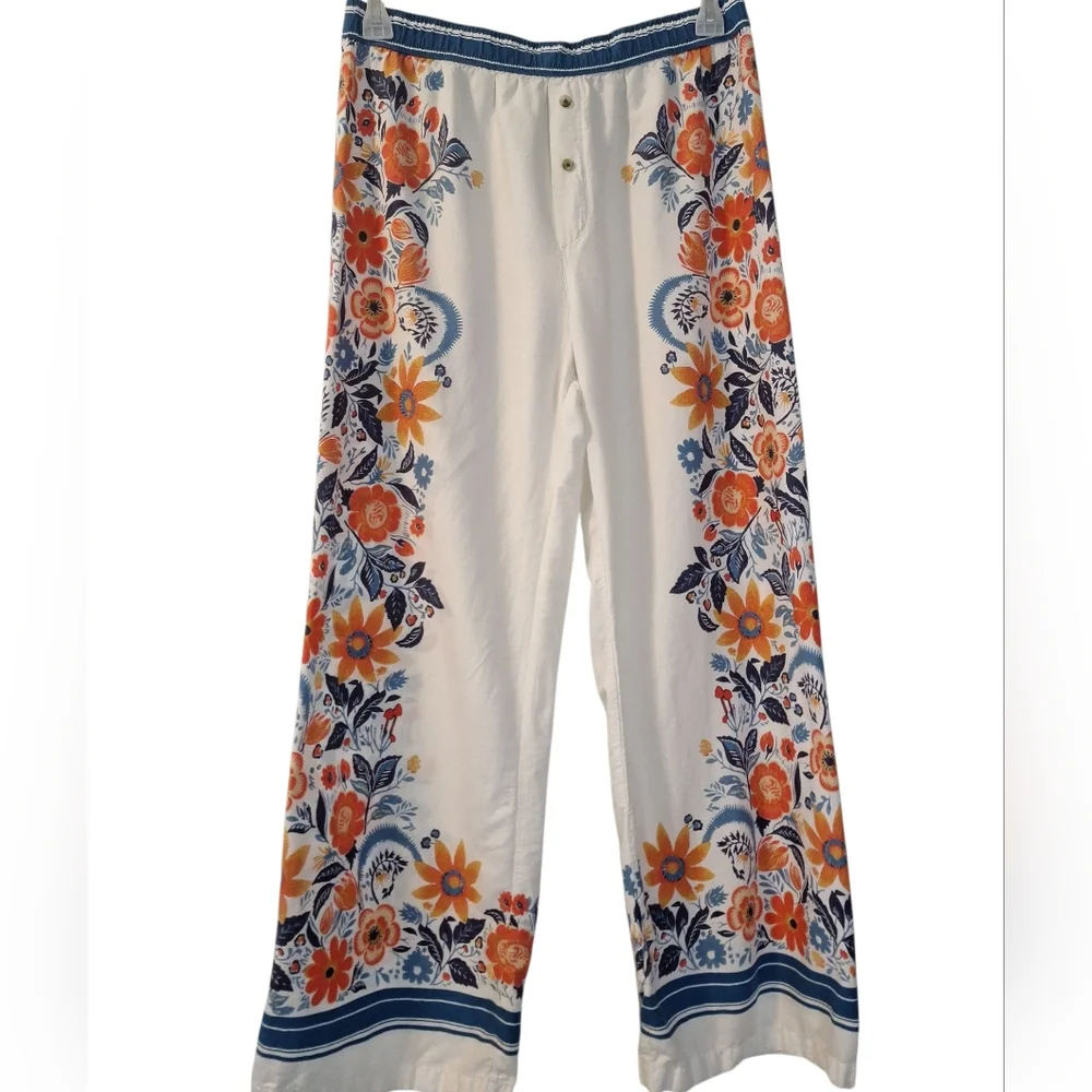 Anthropologie floral print flannel lounge pajama pant M